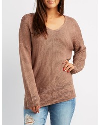 Charlotte Russe Shaker Stitch V Neck Sweater