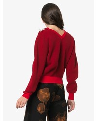 Shushu/Tong V Neck Clip Embellished Wool Cashmere Blend Jumper