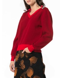 Shushu/Tong V Neck Clip Embellished Wool Cashmere Blend Jumper