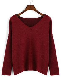 V Neck Red Sweater