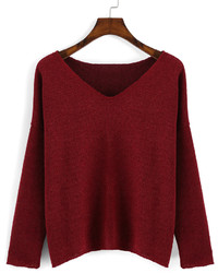 V Neck Red Sweater