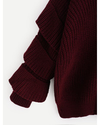 Shein V Neckline Tiered Sleeve Criss Cross Sweater