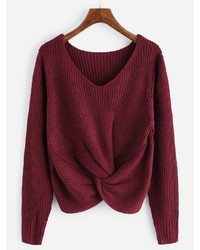 Shein V Neckline Twist Front Sweater