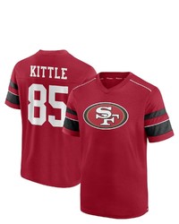 FANATICS Branded Kittle Scarlet San Francisco 49ers Hashmark Name Number V Neck T Shirt