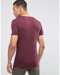 Asos Extreme Muscle Fit T Shirt With V Neck And Stretch In Red