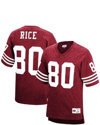 Mitchell & Ness Jerry Rice Scarlet San Francisco 49ers Retired Player Name Number Acid Wash Top