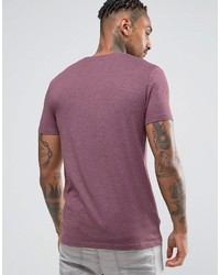 Asos Muscle T Shirt With V Neck In Red Marl