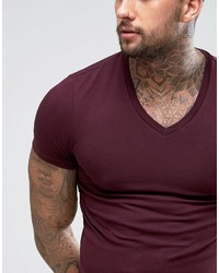 Asos Muscle V Neck T Shirt In Red