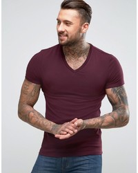 Asos Muscle V Neck T Shirt In Red