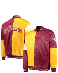 STARTE R Goldburgundy Cleveland Cavaliers 75th Anniversary Leader Color Block Satin Full Snap Jacket At Nordstrom