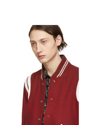 Saint Laurent Red Wool Teddy Bomber Jacket