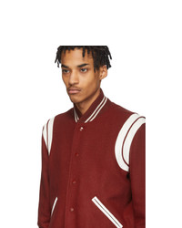 Saint Laurent Red Wool Teddy Bomber Jacket