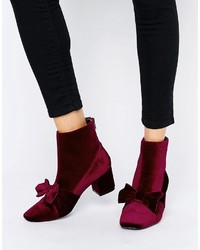 Asos Rayal Velvet Bow Ankle Boots
