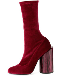 Givenchy Velvet Mother Of Pearl Show Boot Burgundy