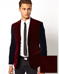 Asos Slim Fit Blazer In Cut And Sew Velvet, $105 | Asos | Lookastic