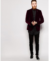 Asos Brand Skinny Blazer In Velvet