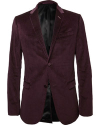 Gucci Burgundy Embossed Velvet Blazer