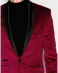 Red Eleven Plain Velvet Jacket Shawl Collar