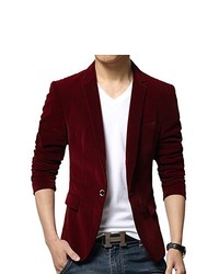 Vividda Solid Corduroy Suit Vintage Smart Formal Slim Fit Velvet Blazer Coat