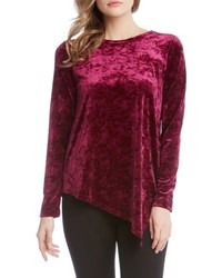 Karen Kane Asymmetrical Hem Velvet Top