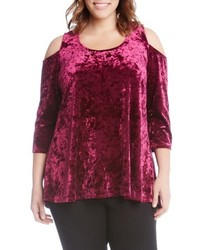 Karen Kane Cold Shoulder Velvet Top