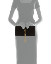 Saint Laurent Kate Monogram Velvet Clutch Bag