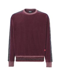 Burgundy Velvet Crew-neck Sweater