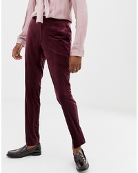 ASOS Edition Skinny Suit Trousers In Burgundy Velvet