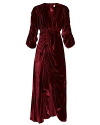 Preen by Thornton Bregazzi Rebecca V Neck Ruched Velvet Dress