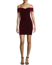 Nicholas Velvet Off The Shoulder Mini Dress Bordeaux