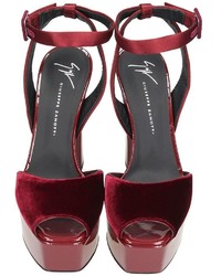 Giuseppe Zanotti Betty Burgundy Velvet Platform Sandals