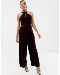 Oasis Jumpsuit With Twist Neck In Burgundys