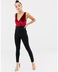 Missguided Velvet Plunge Tailored Jumpsuit In Multi
