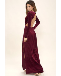 LuLu*s Besame Burgundy Velvet Long Sleeve Maxi Dress, $76