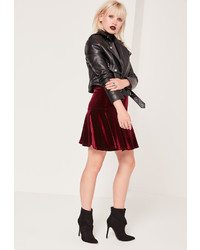 Burgundy Velvet Mini Skirt