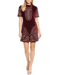 Kas New York Lily Embroidered Velvet Shift Dress
