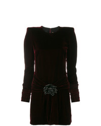 Saint Laurent Velvet Structured Shoulder Dress