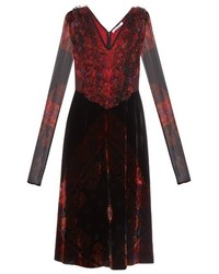 Givenchy Long Sleeved Velvet And Silk Dress