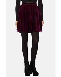 Burgundy Velvet Skater Skirt