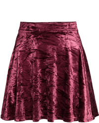 H&M Skirt In Crushed Velvet Black Ladies