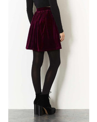 Topshop Burgundy Velvet Skater Skirt