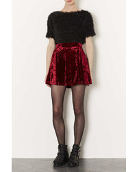 Topshop Petite Red Crush Velvet Skirt