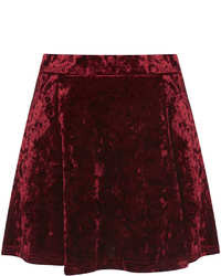 Topshop Petite Red Crush Velvet Skirt