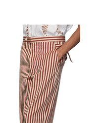 Bode Burgundy Broad Stripe Moire Trousers