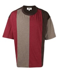 Burgundy Vertical Striped Crew-neck T-shirt