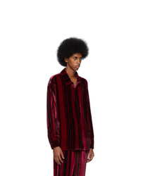 Nahmias Red Silk Velvet Shirt
