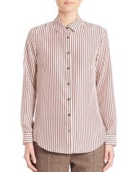 Burgundy Vertical Striped Shirt