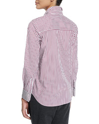 Brunello Cucinelli Monili Embellished Striped Shirt Burgundy