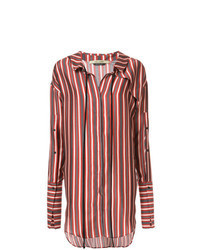 Burgundy Vertical Striped Shirtdress