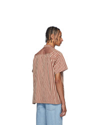 Bode Burgundy Broad Stripe Bowling Shirt